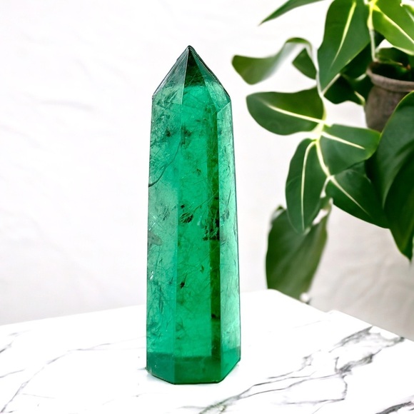 RARE Elestial Monatomic Green Andara Crystal Tower Heart Healing - Picture 2 of 3